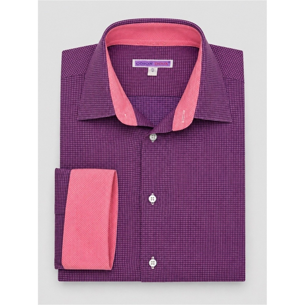 Coton Doux Mens Button Down Shirt Size 16 Preppy Statement Coastal Purple Pink